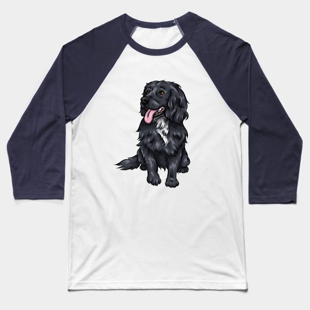 Cute Black Cocker Spaniel Dog Baseball T-Shirt by Shirin Illustration